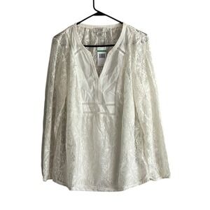 Vintage America Top Blouse Large All Over Lace Crochet Fairy Boho Coquette NWT